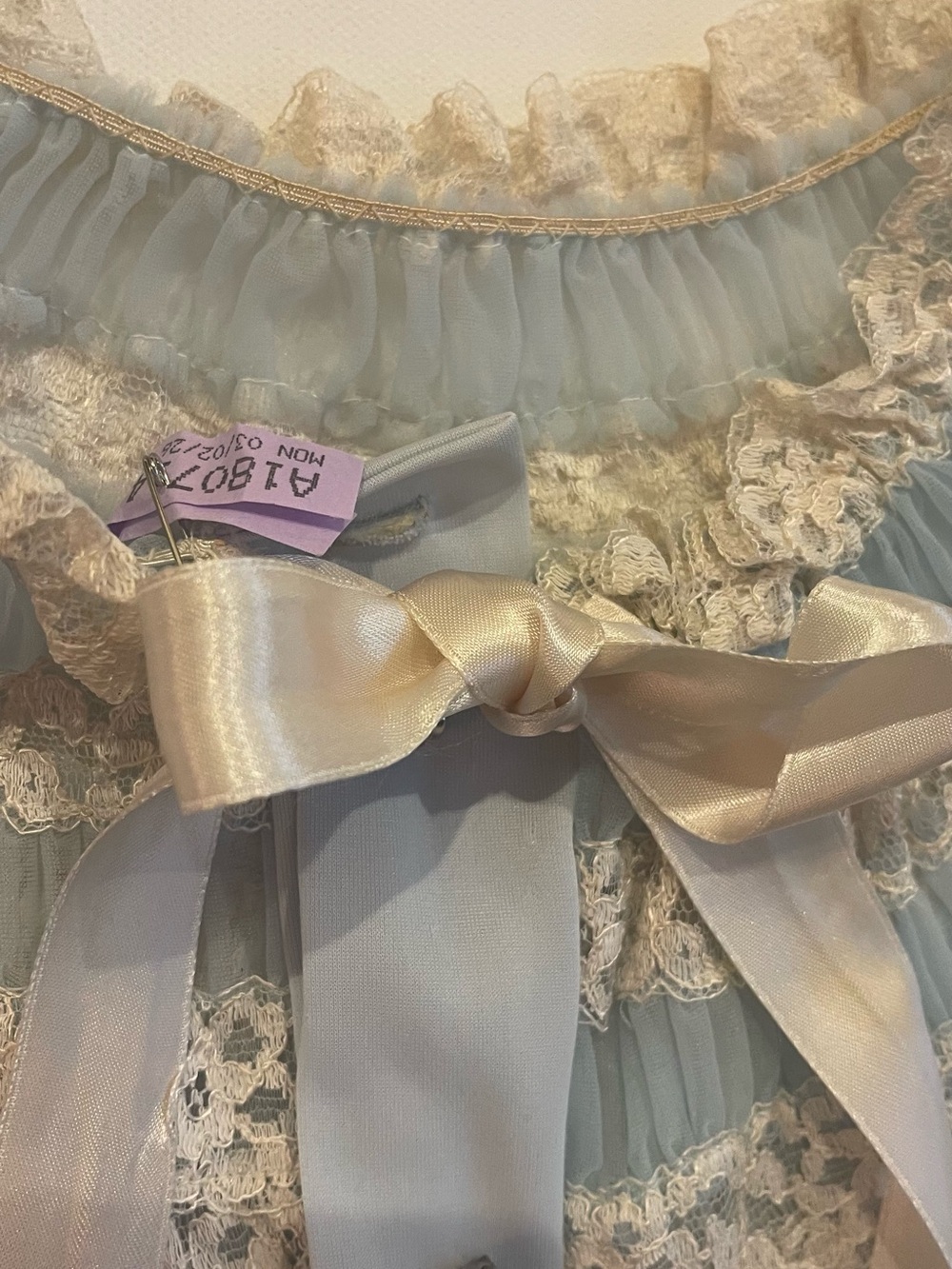 Vintage Sheer Blue Lace Top S Lingerie Victorian Coquette Balletcore Romantic - Picture 7 of 16
